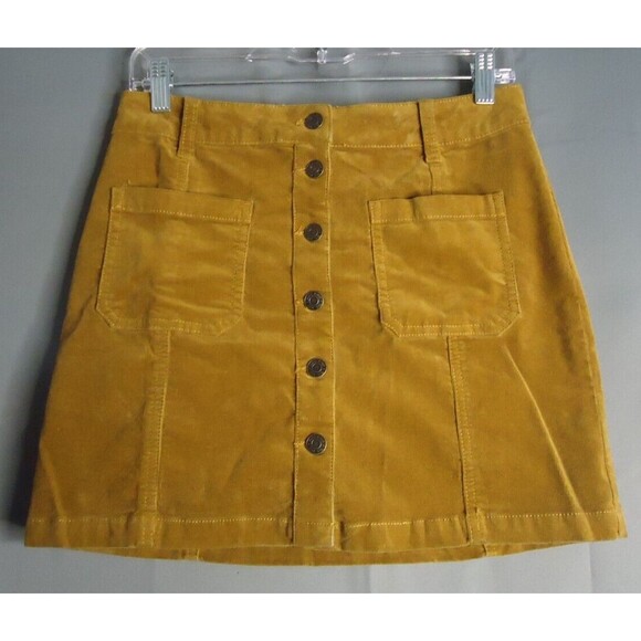 Mudd FLX Stretch Brown Corduroy Full Button Mini Skirt Juniors Size 9 - Picture 2 of 7